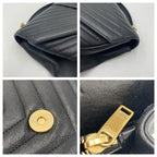Saint Laurent Ghw Matelasse Chevron Monogram Large College Satchel Black Sheepskin Leather Shoulder Bag