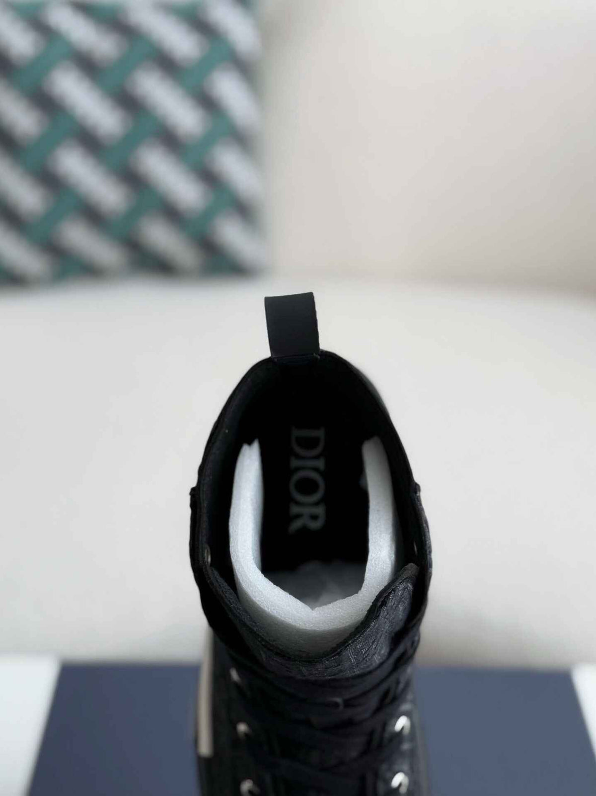 Dior B23 High-Top Sneaker in Black Dior Oblique Jacquard