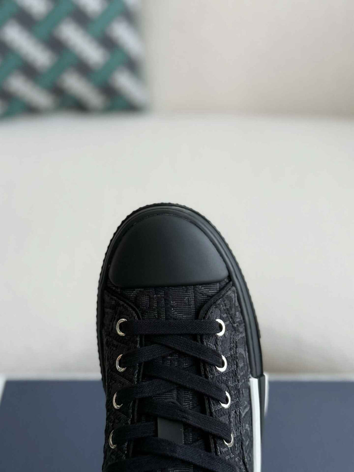 Dior B23 Low-Top Sneaker in Black Dior Oblique Jacquard (Black Sole Version)