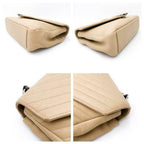 Saint Laurent Sheepskin Matelasse Chevron Monogram Large College Satchel Beige Leather Shoulder Bag