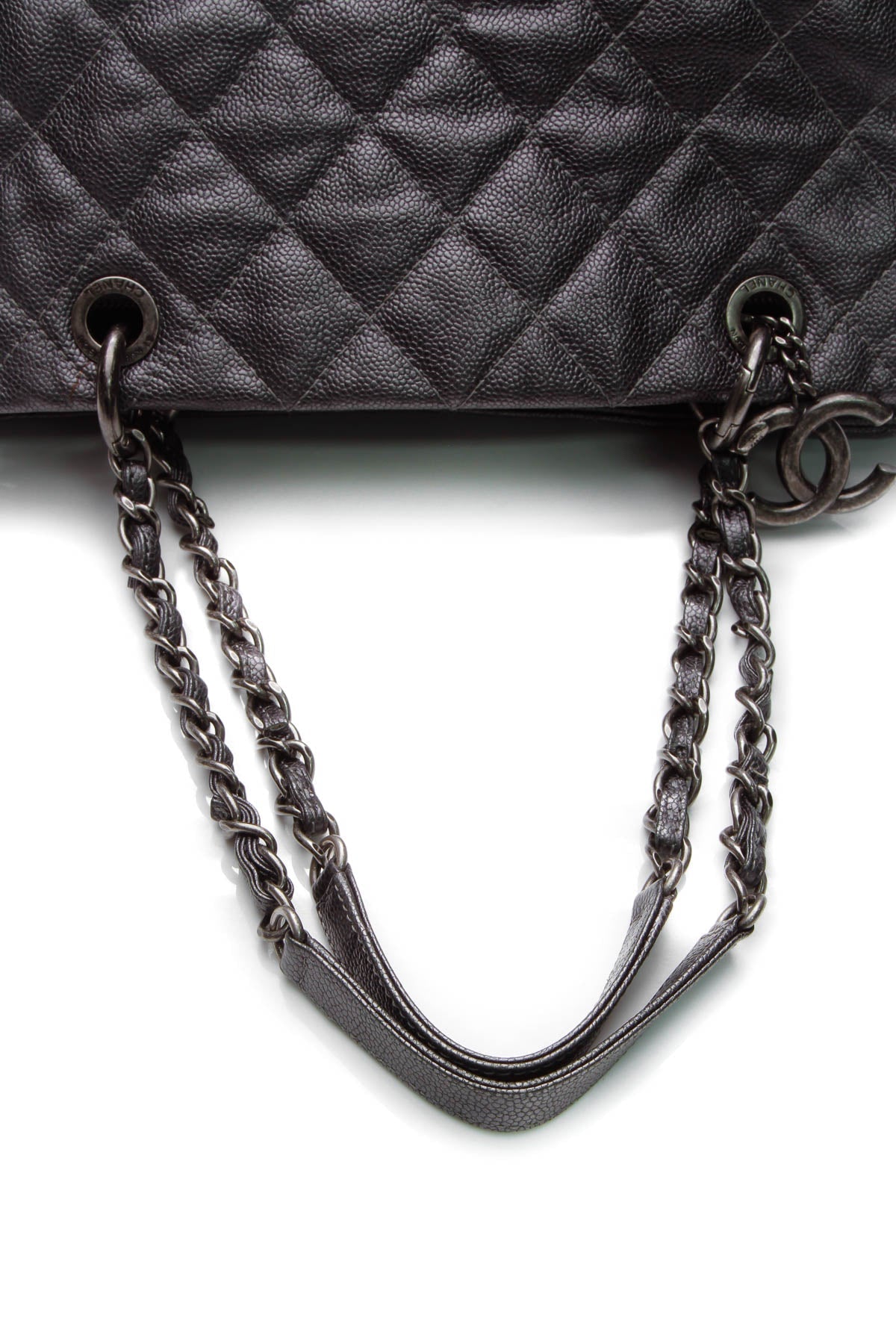 Quilted Chic Shopping Tote Bag - Pewter
