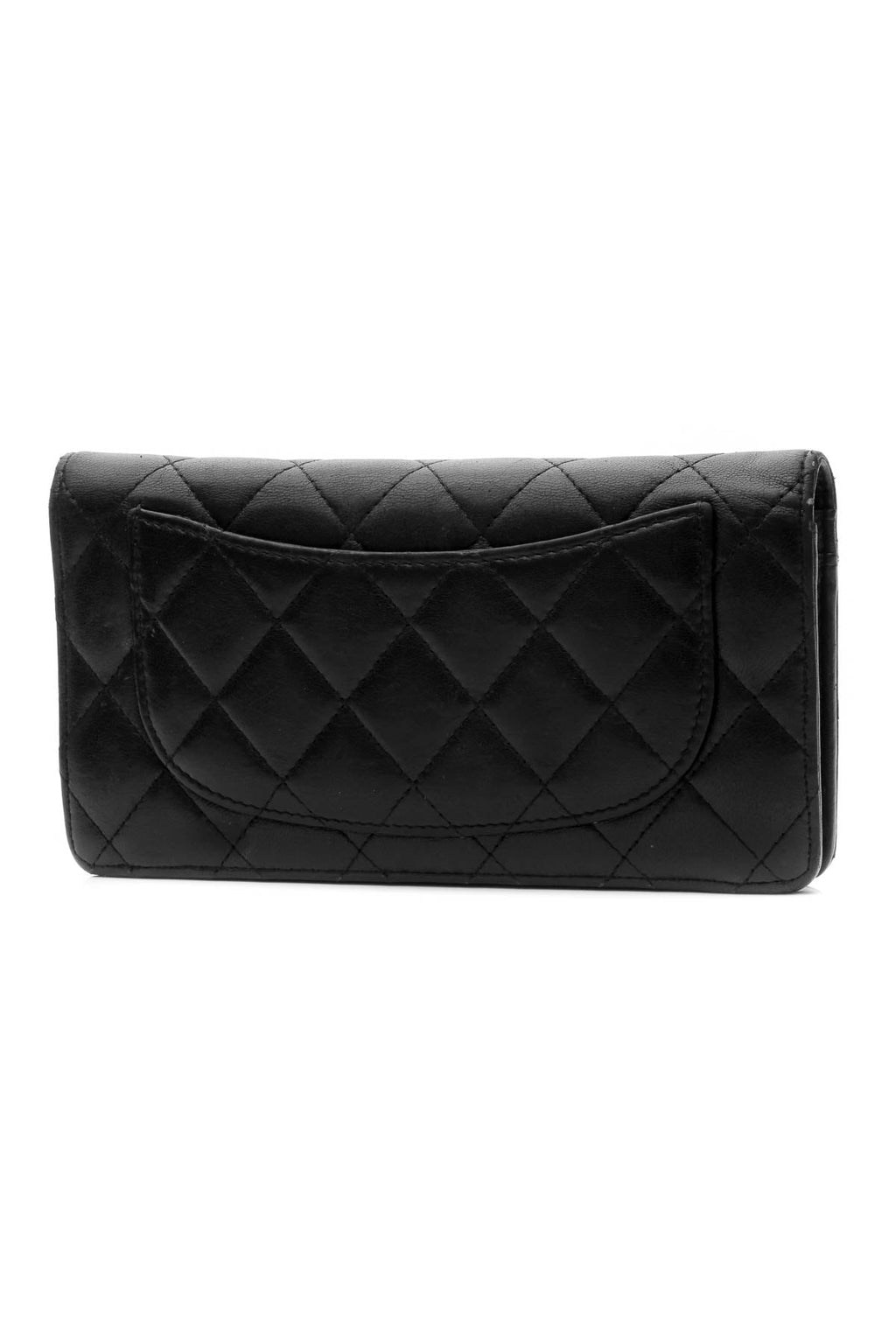 Quilted L Yen Wallet - Black