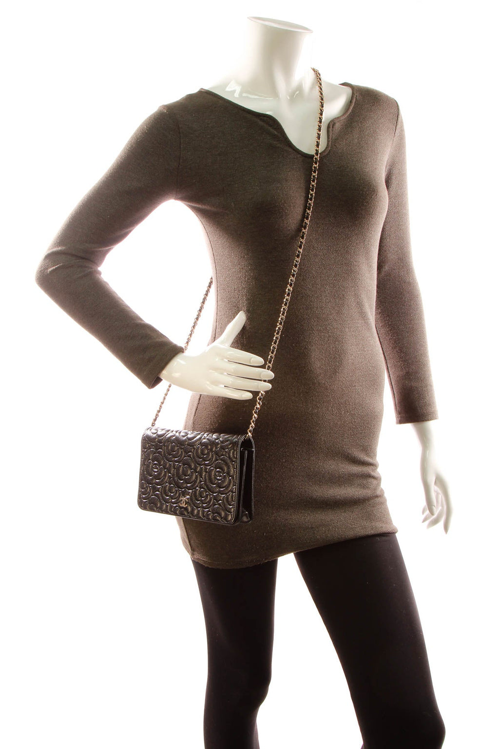 Camellia Embossed WOC Bag - Black