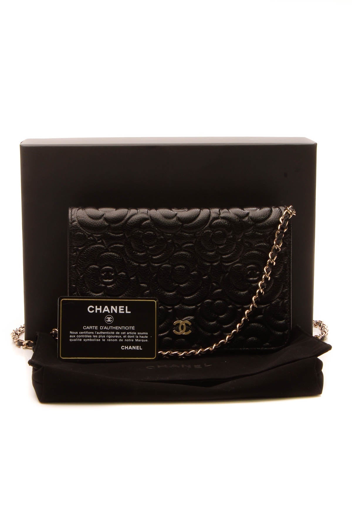 Camellia Embossed WOC Bag - Black