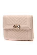 Chevron Quilted Boy Compact Wallet - Beige
