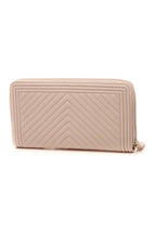 Chevron Quilted Boy Long Zip Wallet - Beige