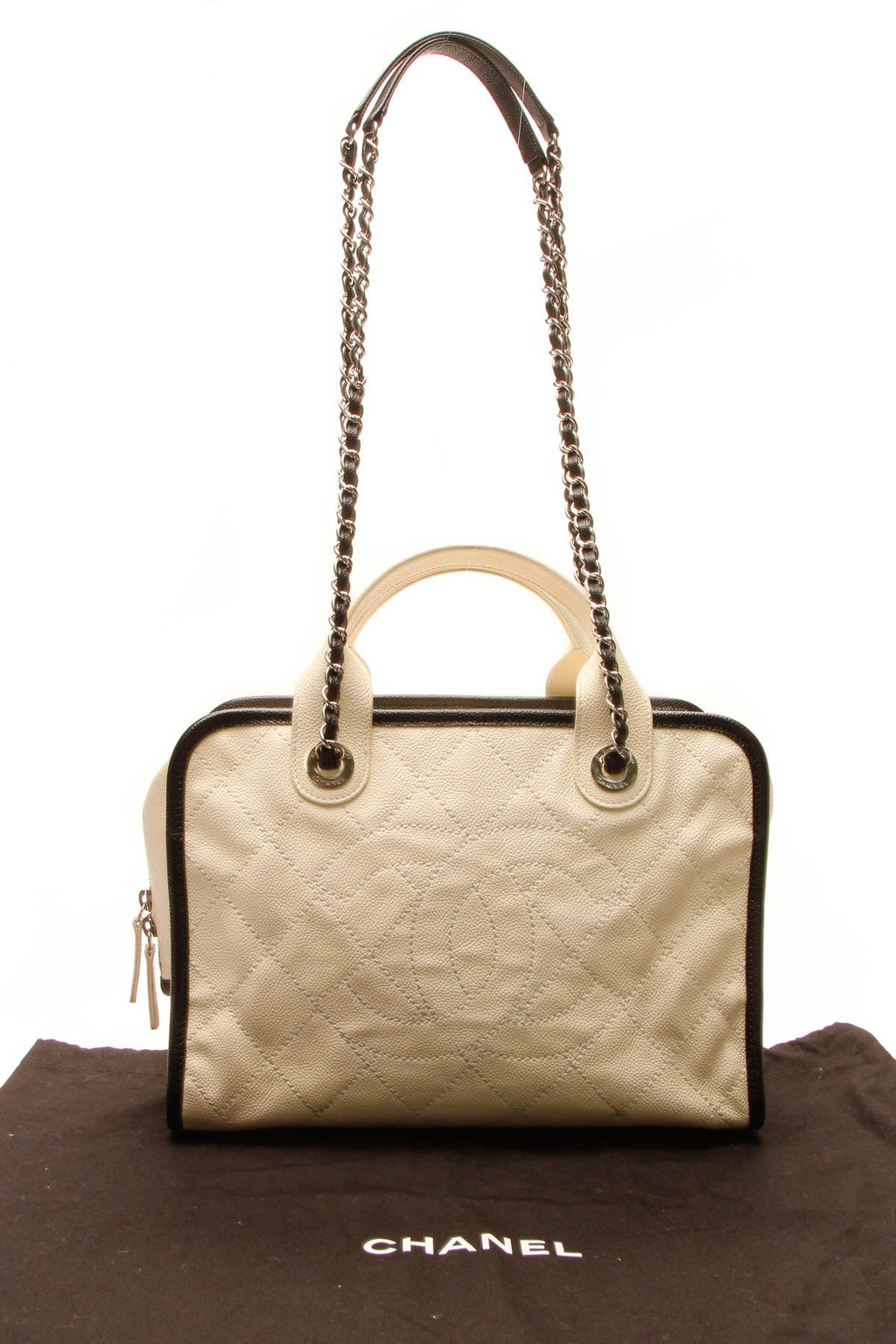 Timeless Top Handle Bowling Bag - Ivory Caviar