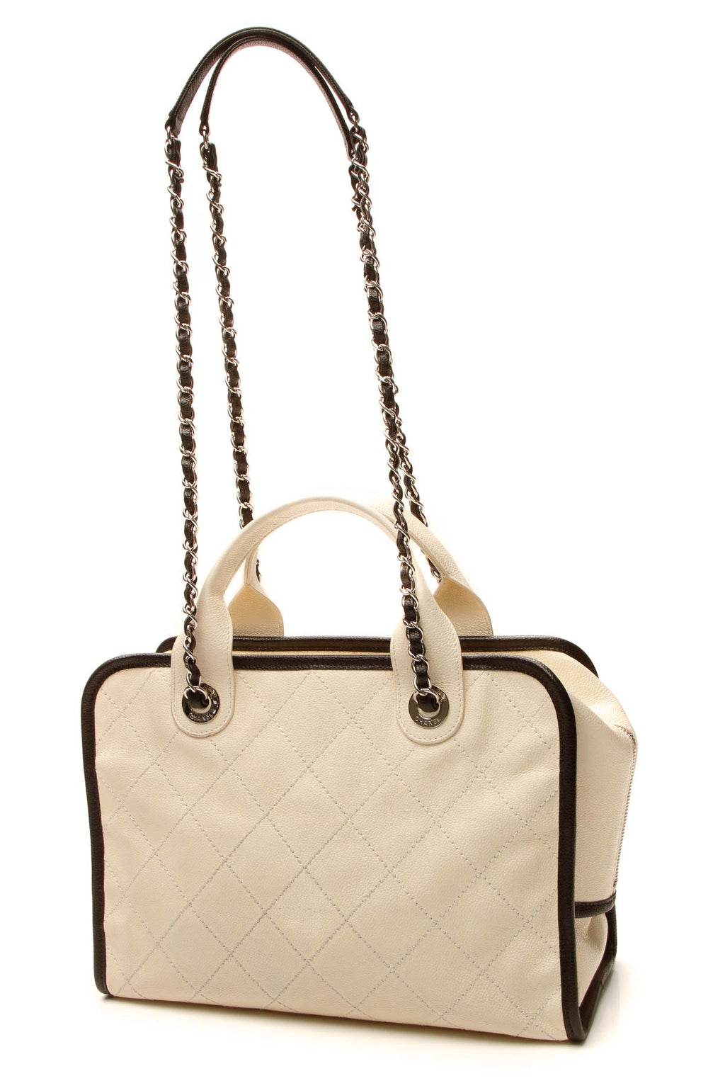 Timeless Top Handle Bowling Bag - Ivory Caviar