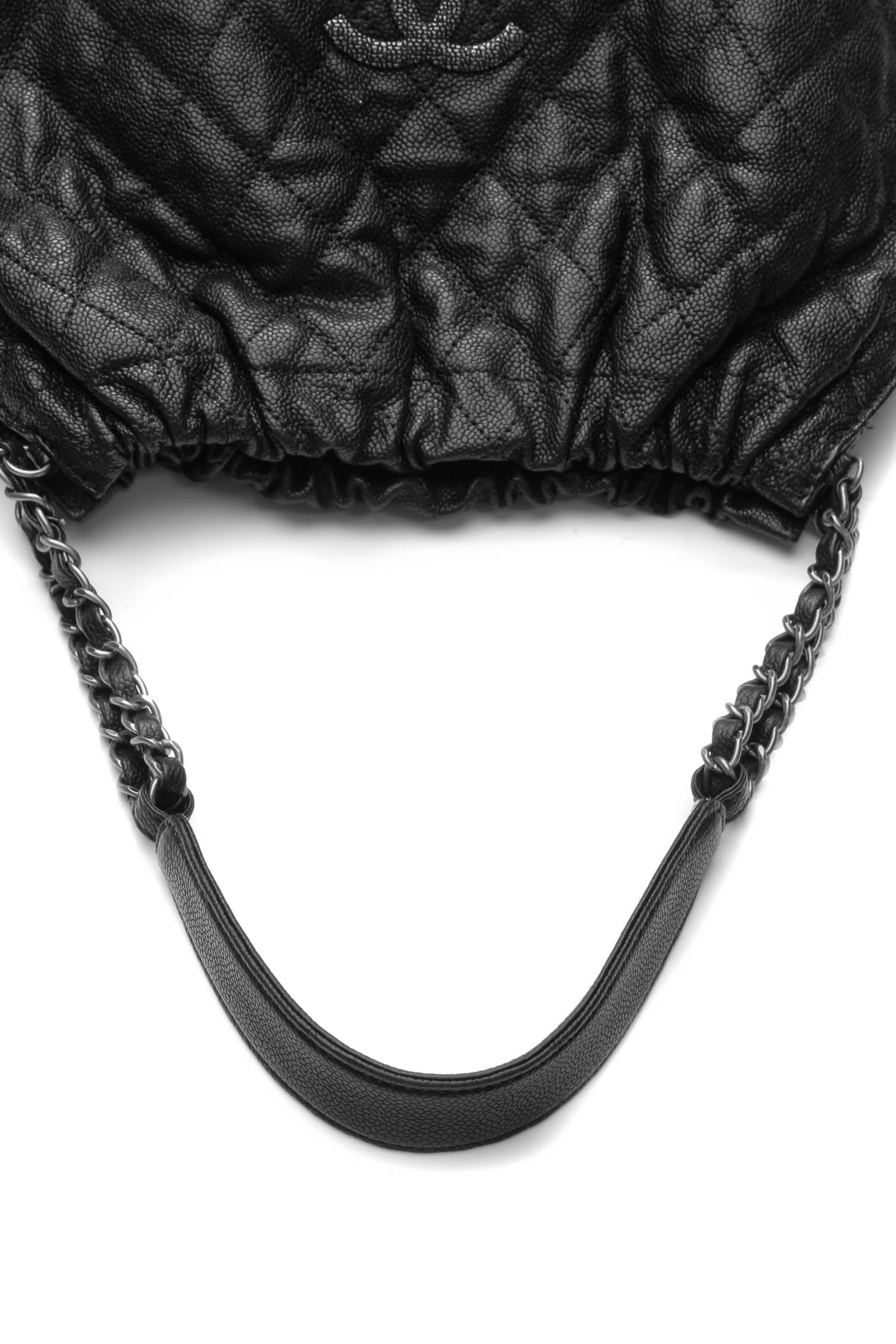 Elastic Large Tote Bag - Black Glazed Caviar
