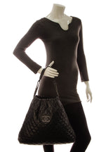 Elastic Large Tote Bag - Black Glazed Caviar