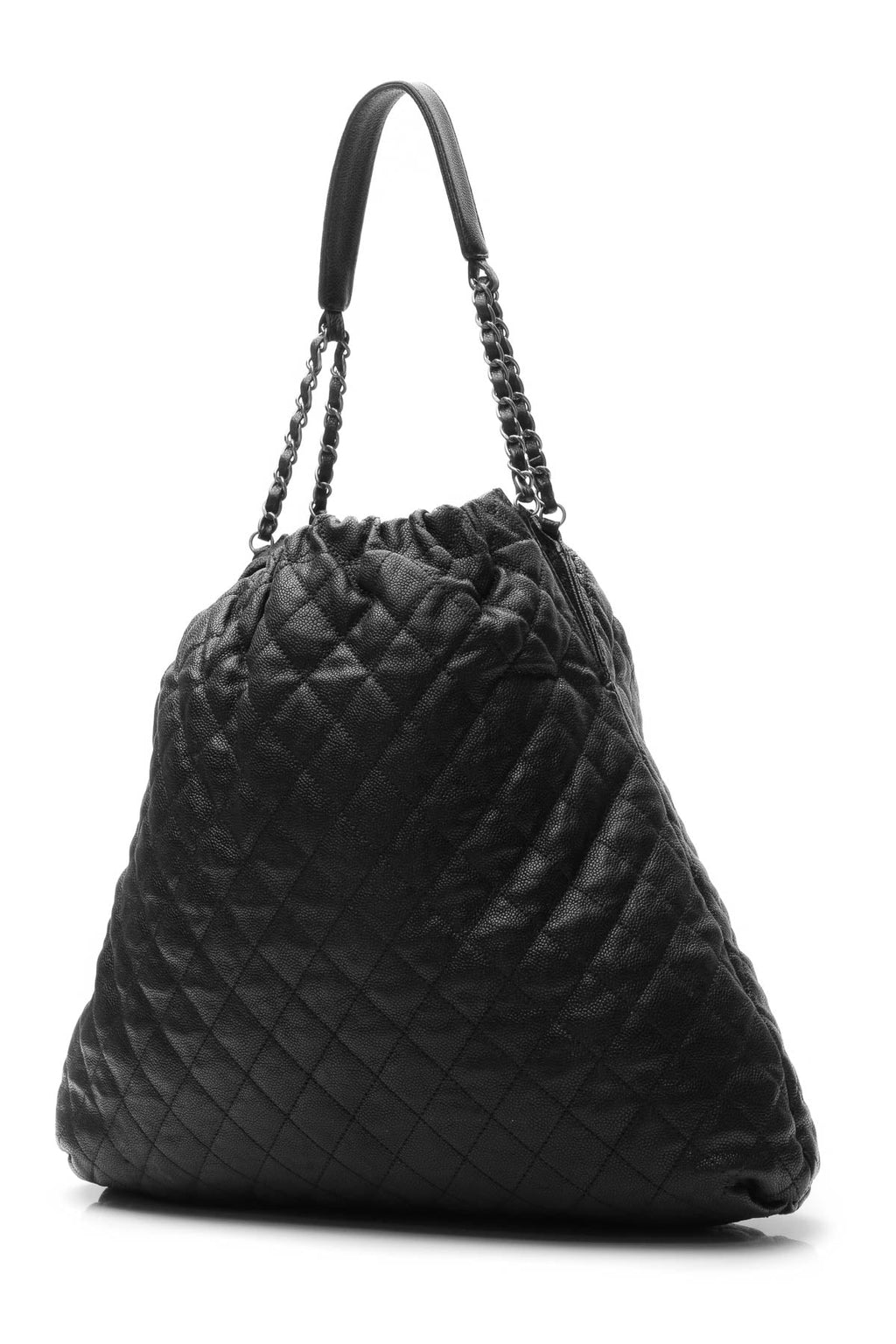 Elastic Large Tote Bag - Black Glazed Caviar