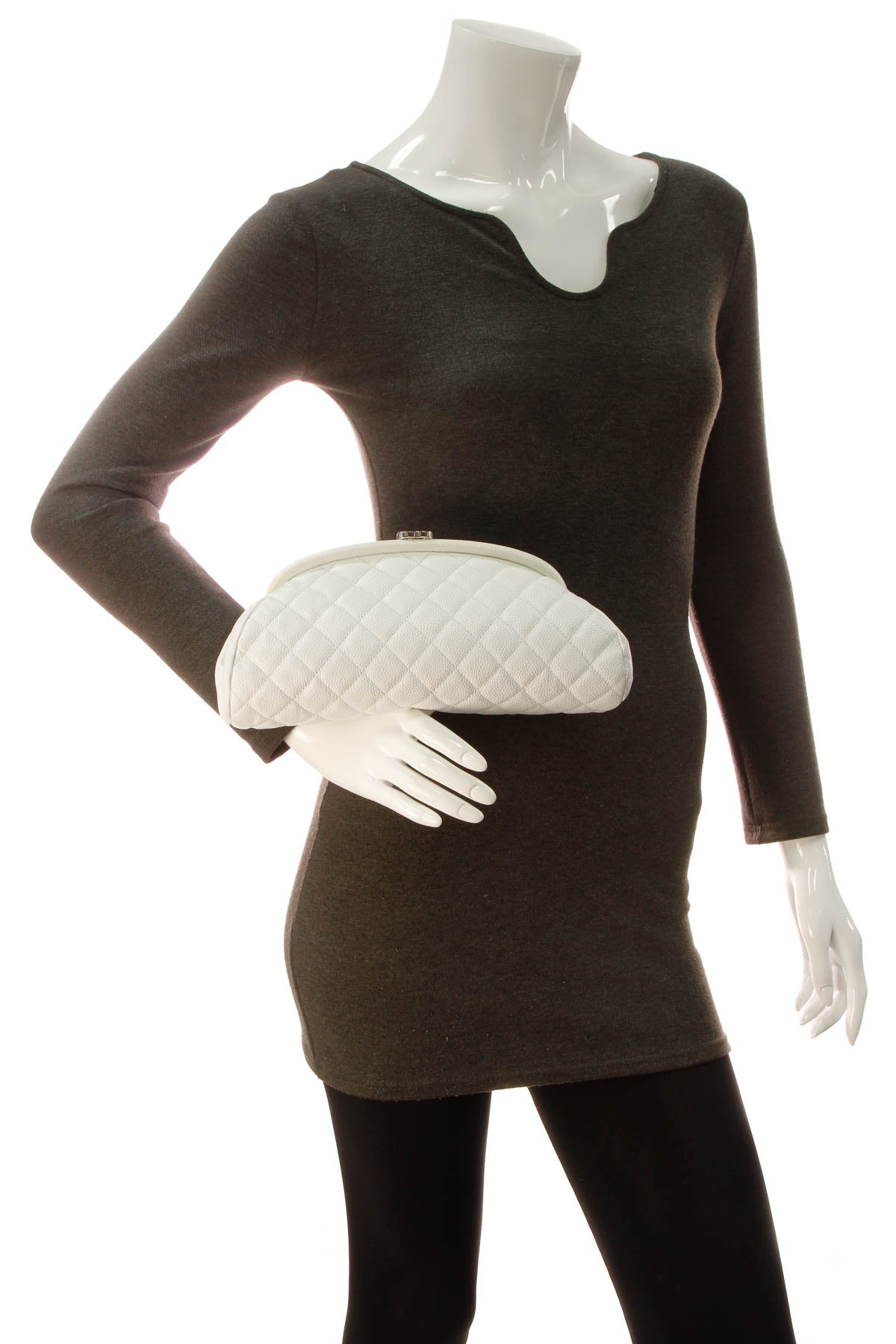 Quilted Timeless Clutch Bag - White