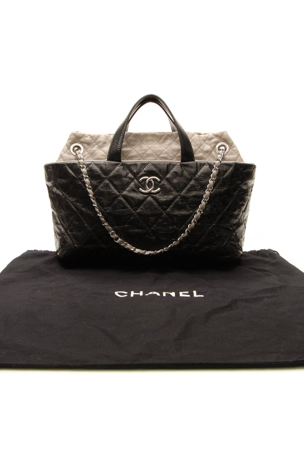Quilted Tote Bag - Black/Gray