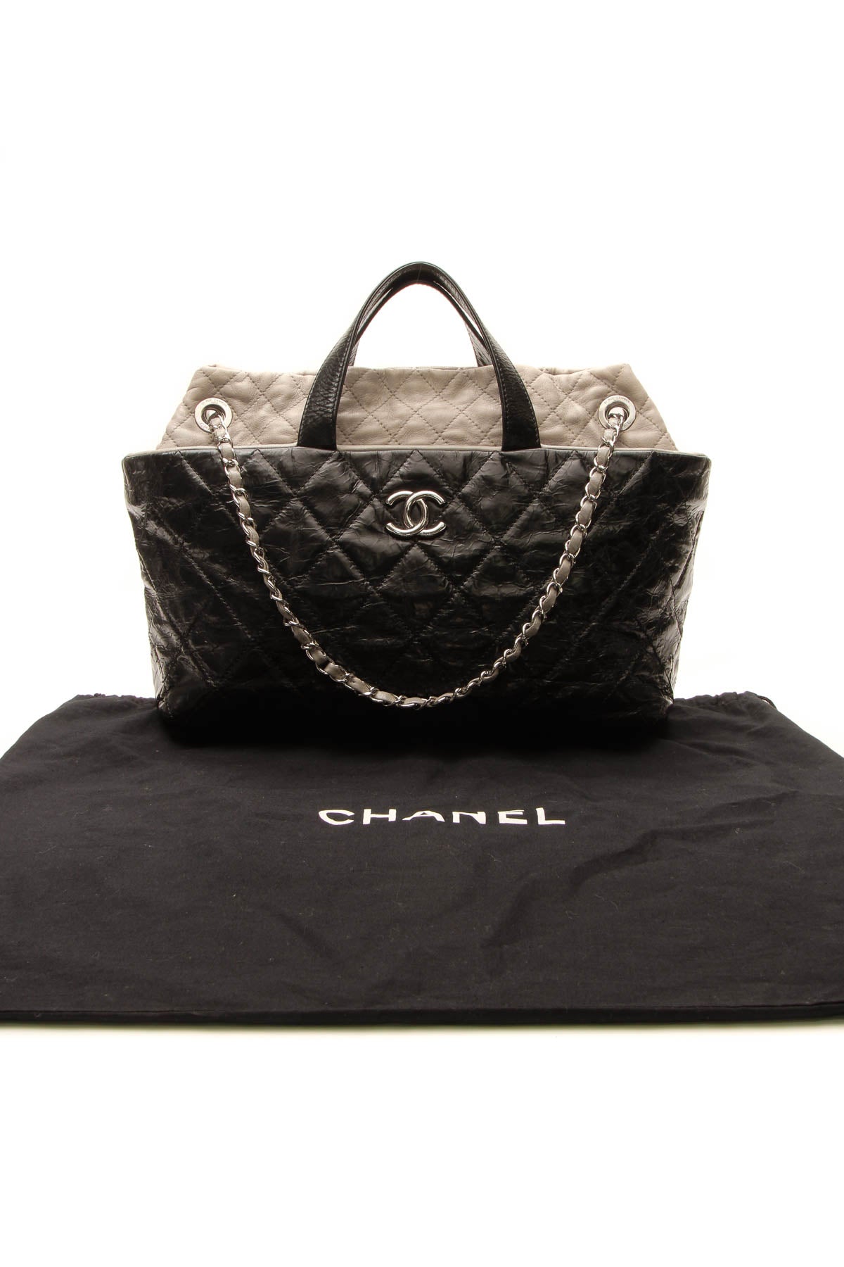 Quilted Tote Bag - Black/Gray