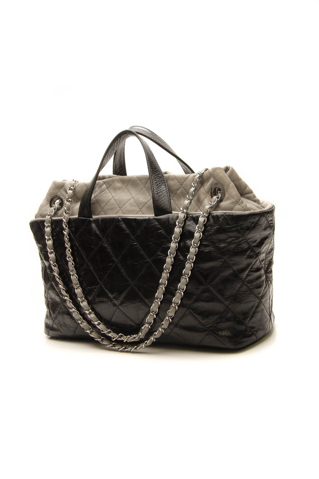 Quilted Tote Bag - Black/Gray