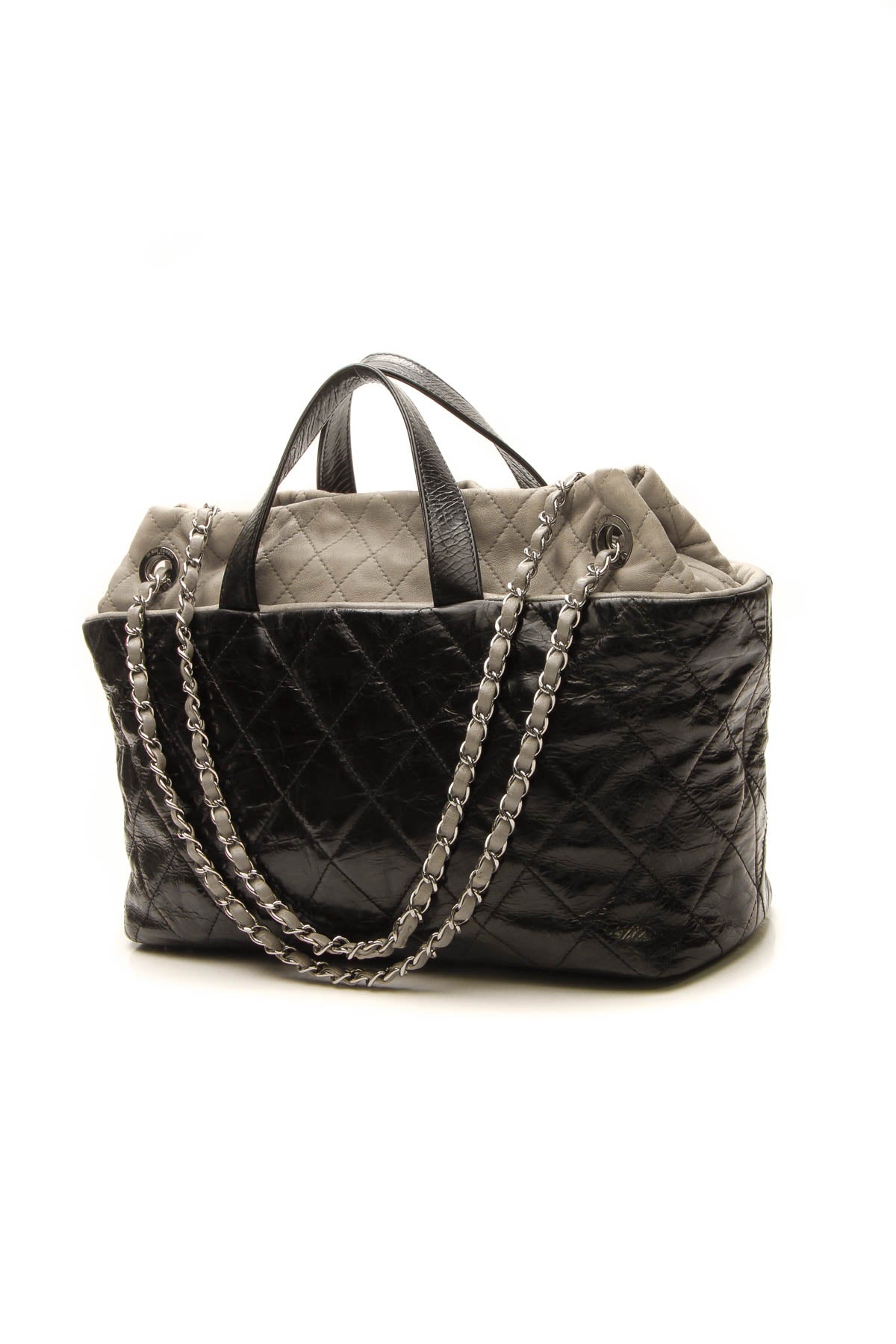 Quilted Tote Bag - Black/Gray
