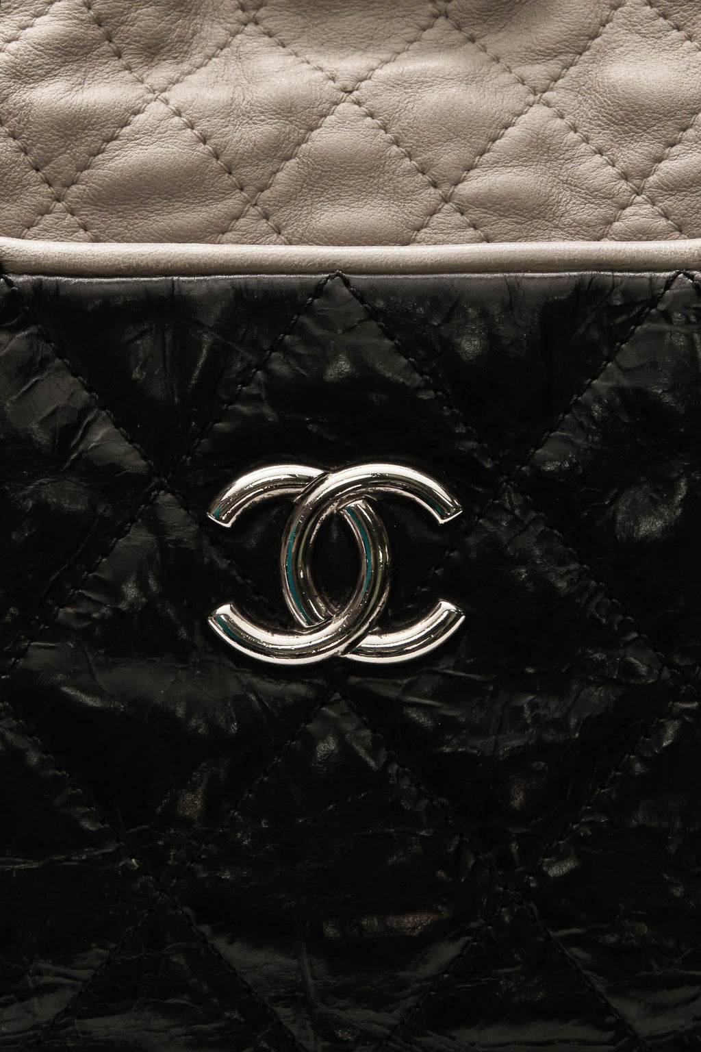 Quilted Tote Bag - Black/Gray