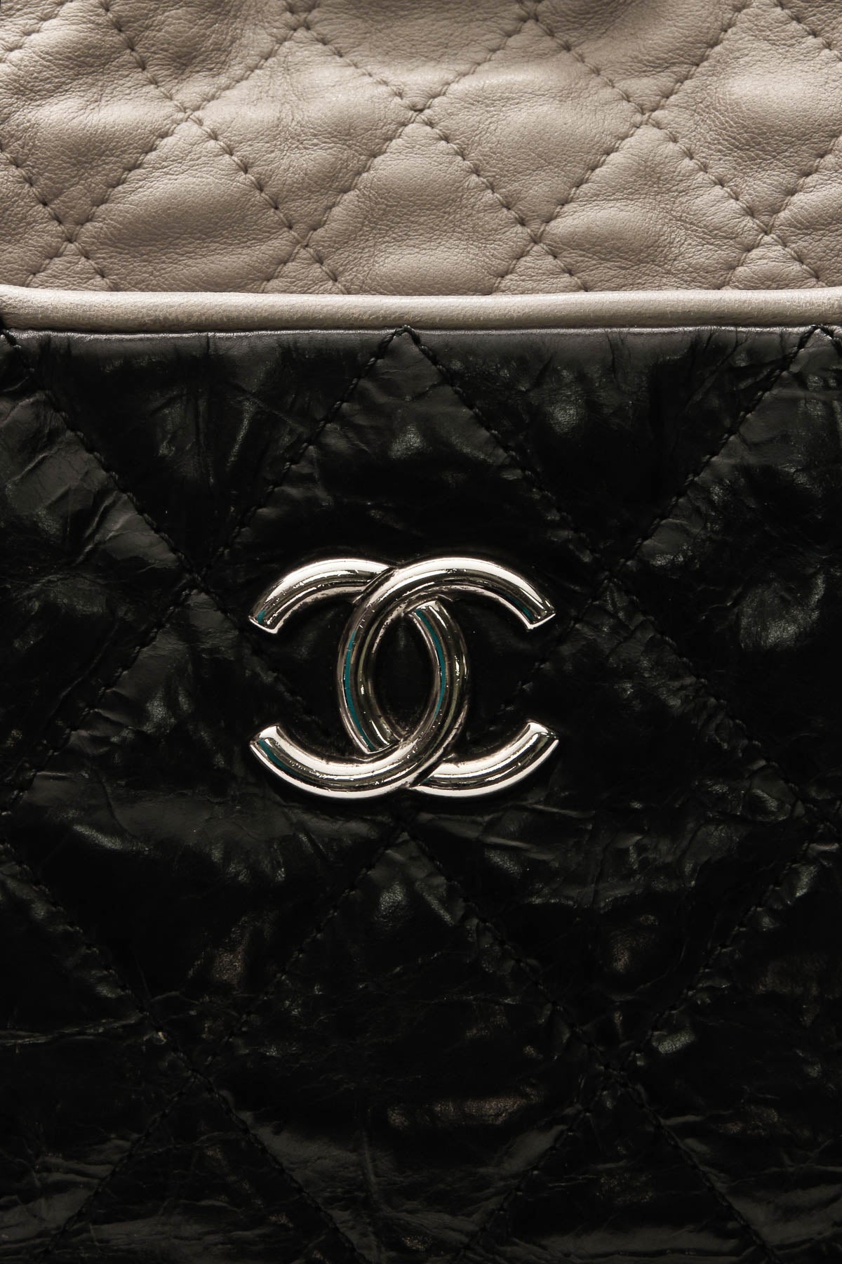 Quilted Tote Bag - Black/Gray
