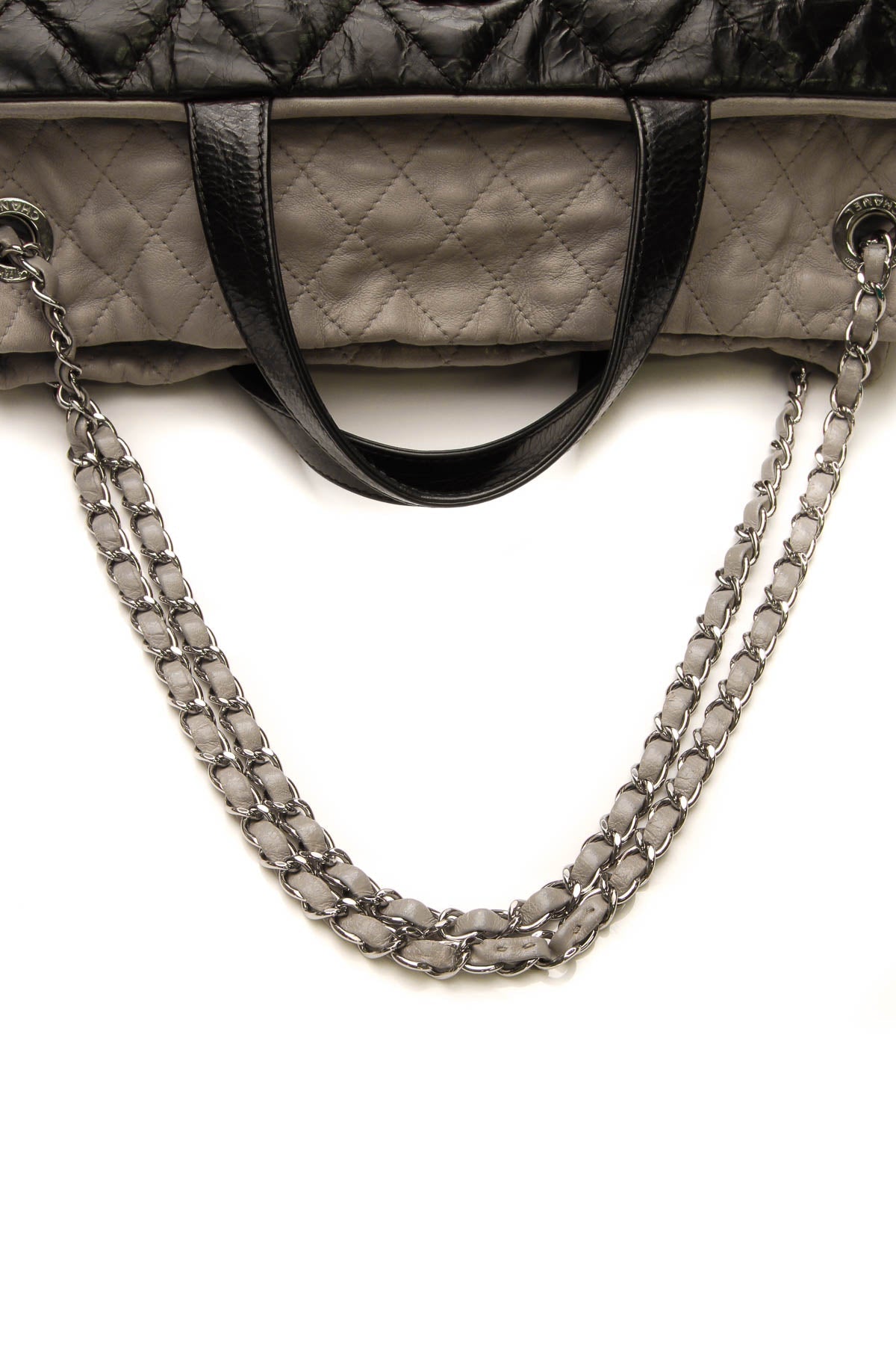Quilted Tote Bag - Black/Gray