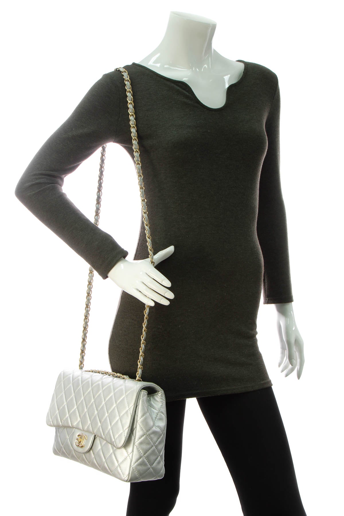 Classic Jumbo Single Flap Bag - Silver
