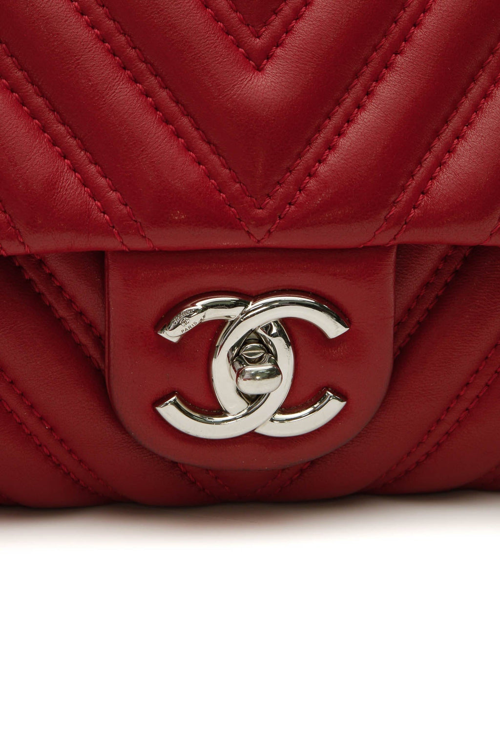Chevron Quilted Jumbo Single Flap Bag - Red