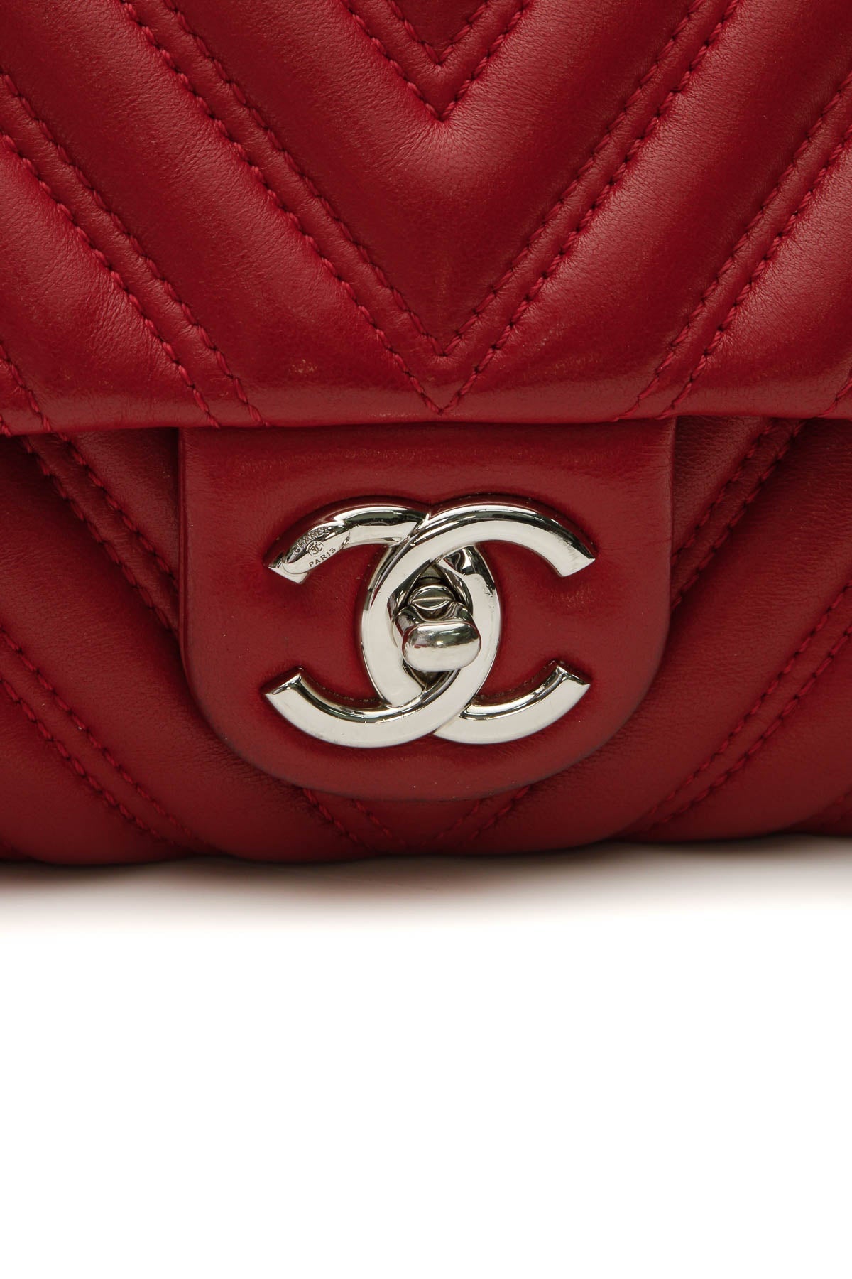 Chevron Quilted Jumbo Single Flap Bag - Red