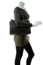 Quilted Tote Bag - Black