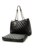 Quilted Tote Bag - Black