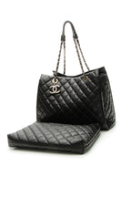 Quilted Tote Bag - Black