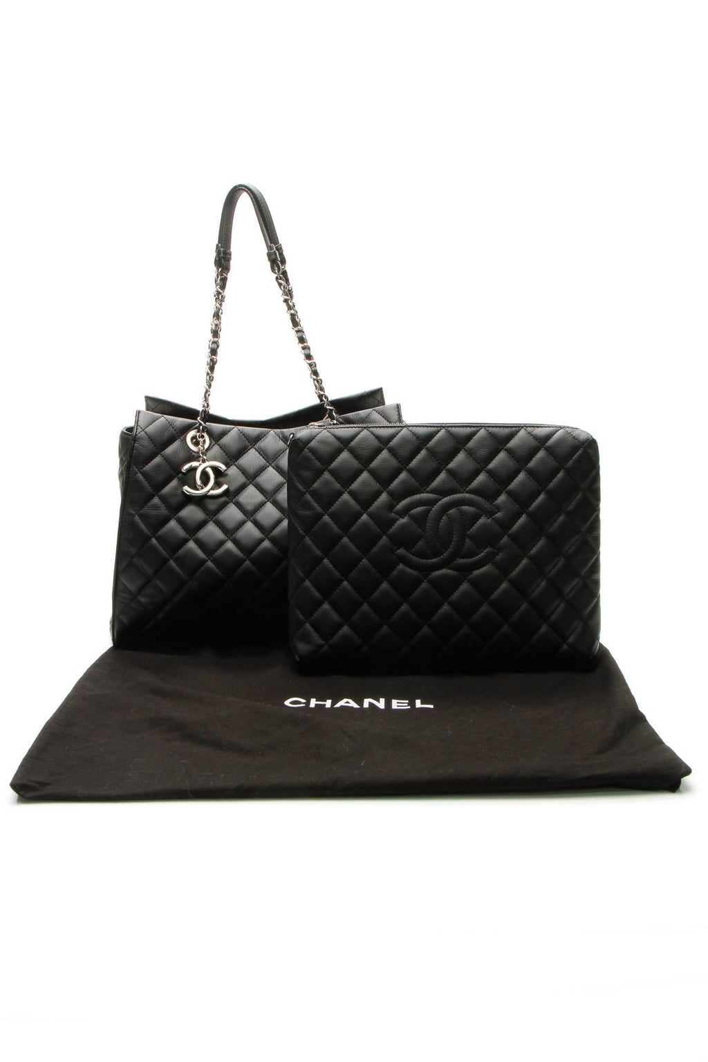 Quilted Tote Bag - Black