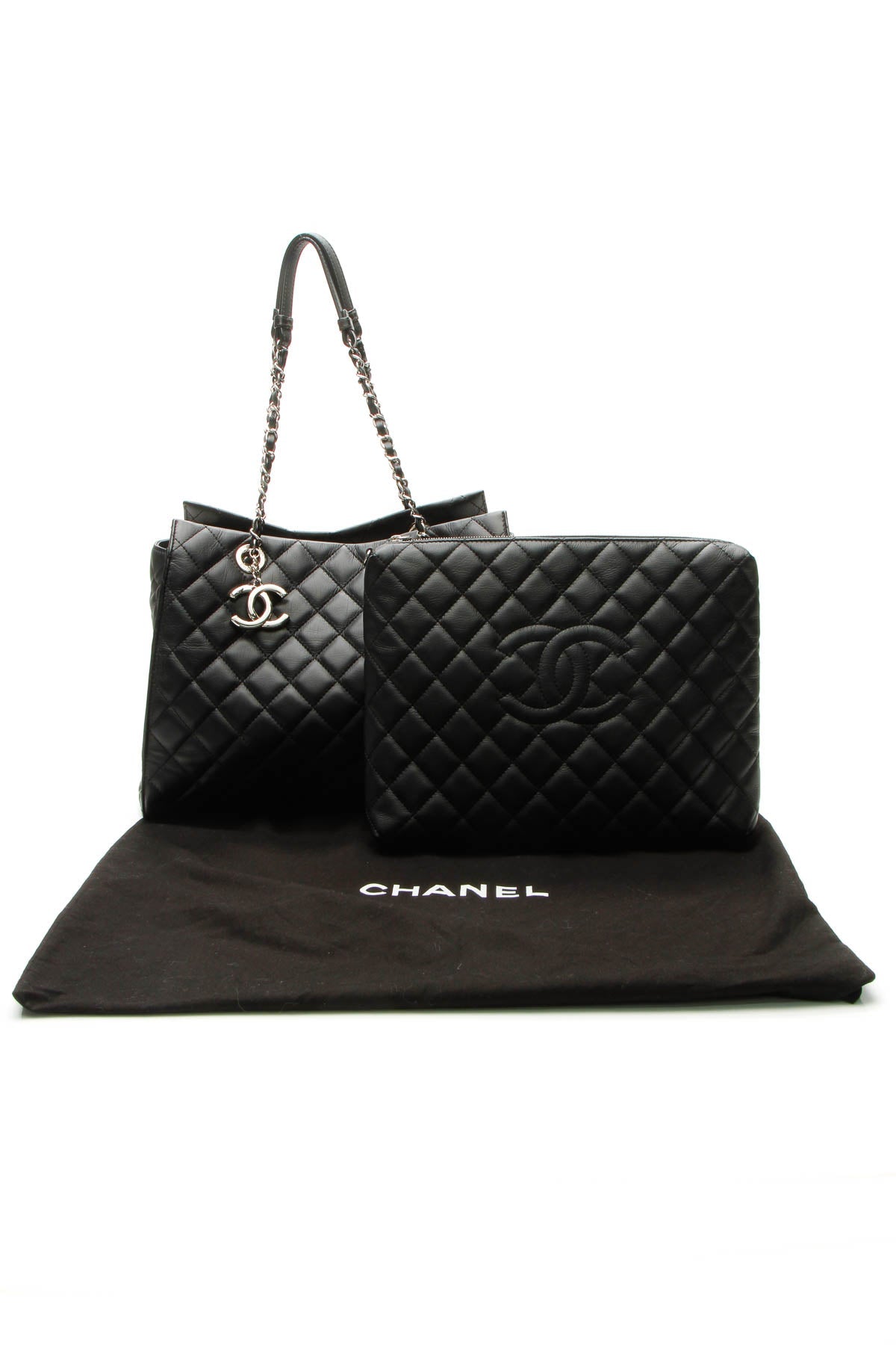 Quilted Tote Bag - Black