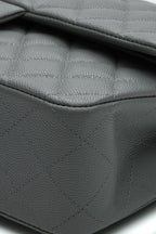 Classic Medium Double Flap Bag - Gray Caviar