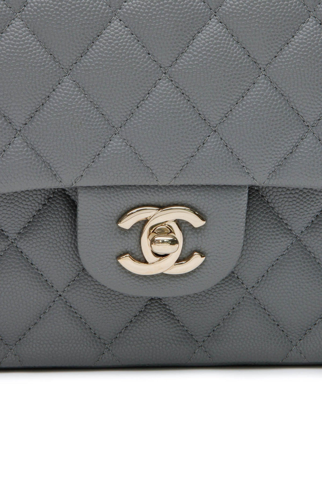 Classic Medium Double Flap Bag - Gray Caviar
