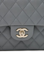 Classic Medium Double Flap Bag - Gray Caviar