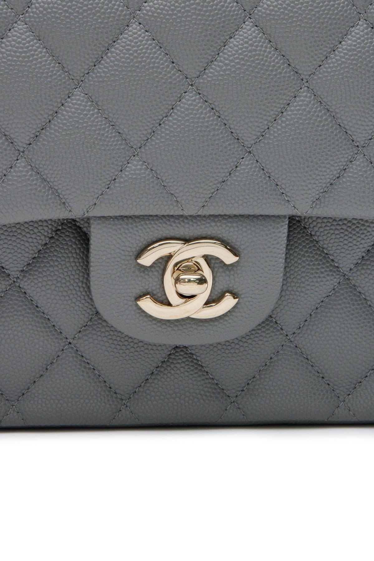 Classic Medium Double Flap Bag - Gray Caviar