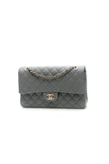 Classic Medium Double Flap Bag - Gray Caviar
