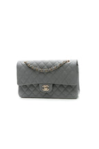Classic Medium Double Flap Bag - Gray Caviar