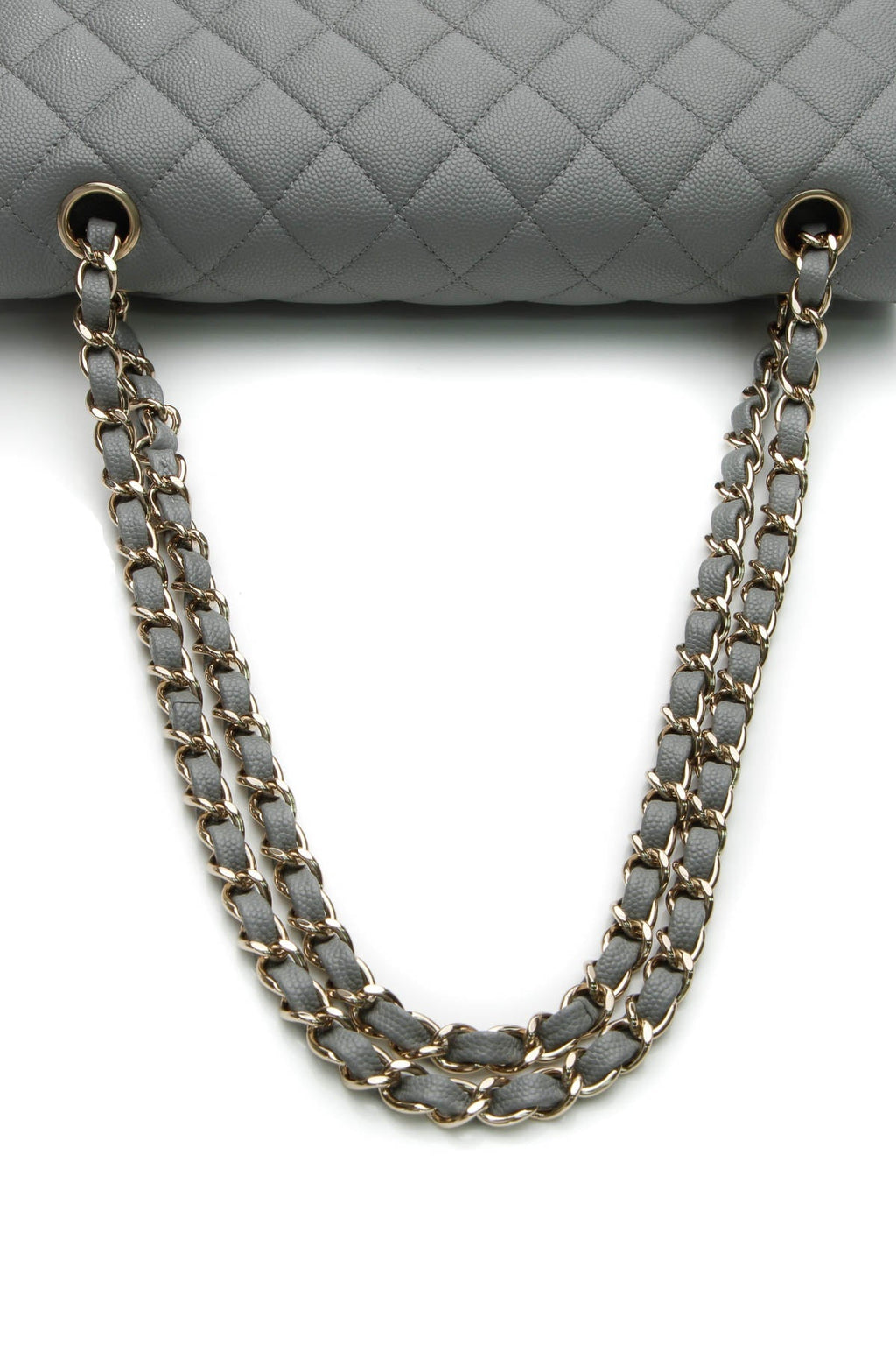 Classic Medium Double Flap Bag - Gray Caviar