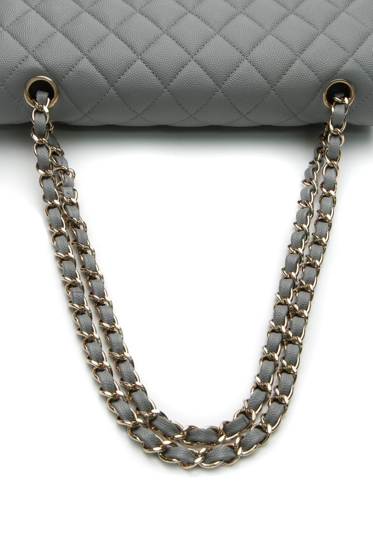Classic Medium Double Flap Bag - Gray Caviar