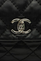 Quilted Soft Flap Bag - Black