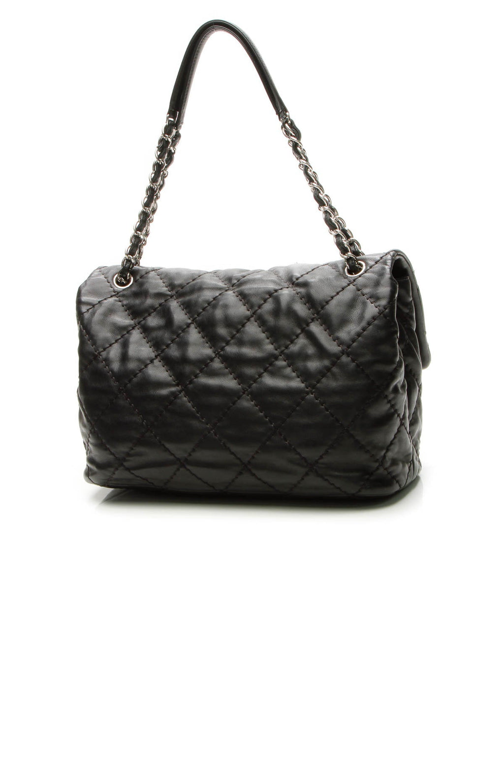 Quilted Soft Flap Bag - Black