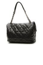 Quilted Soft Flap Bag - Black