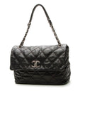 Quilted Soft Flap Bag - Black