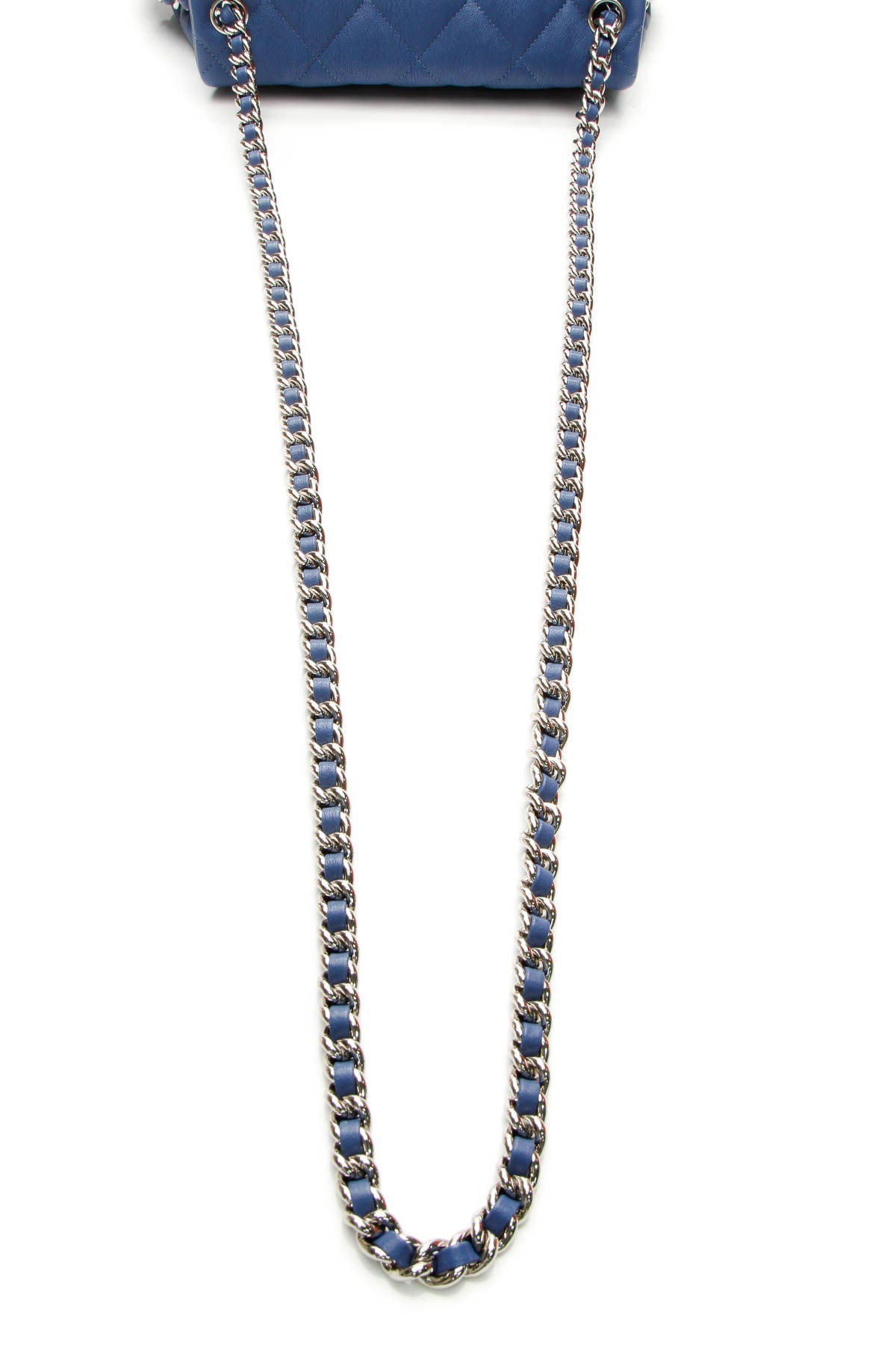 Chain Around Flap Bag - Blue Washed Lambskin
