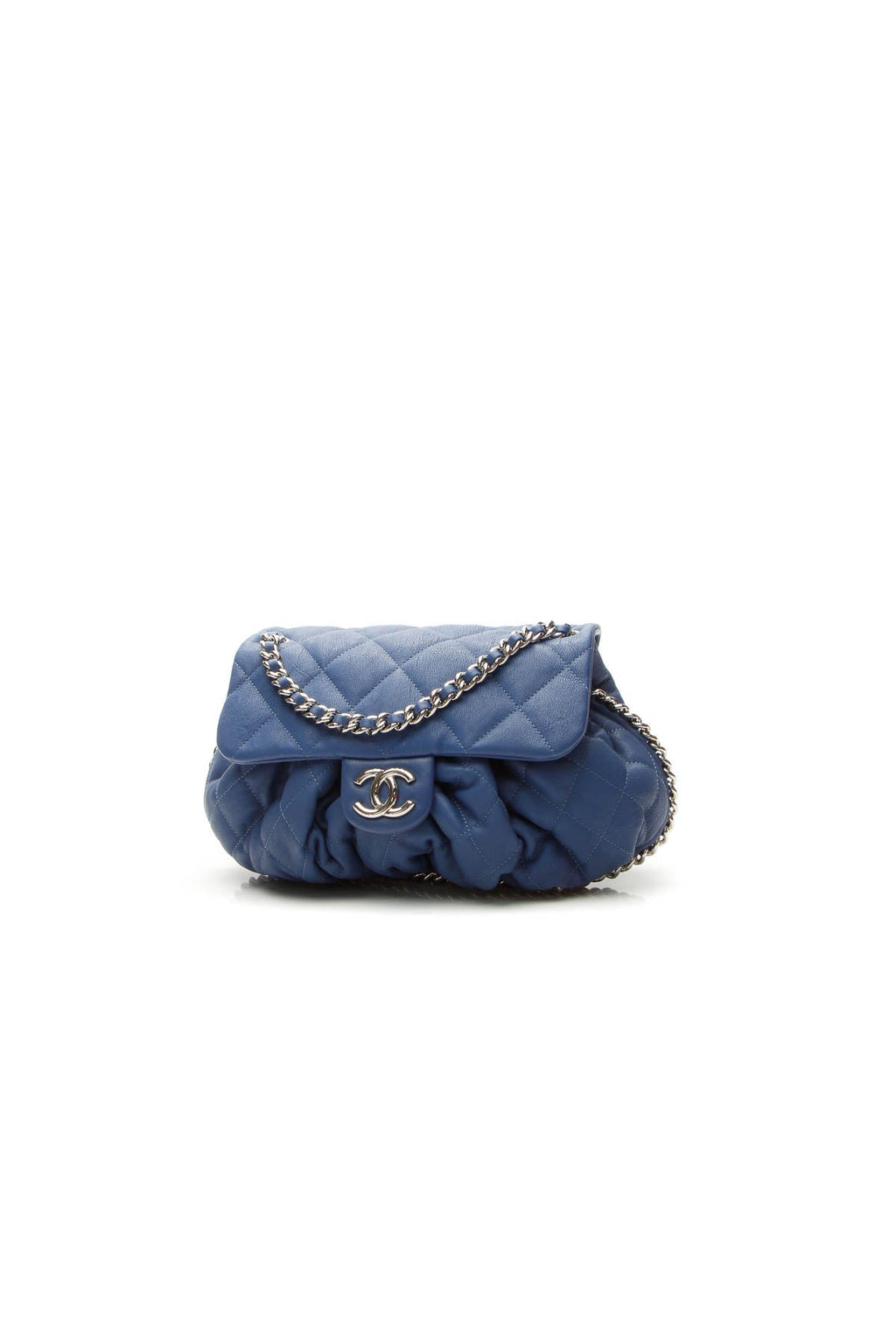 Chain Around Flap Bag - Blue Washed Lambskin