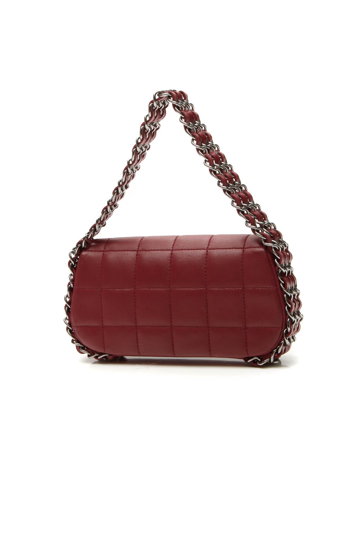 Multichain Square Quilt Mini Flap Bag - Dark Red