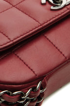 Multichain Square Quilt Mini Flap Bag - Dark Red