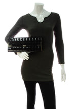 Chocolate Bar Long Clutch Bag - Black