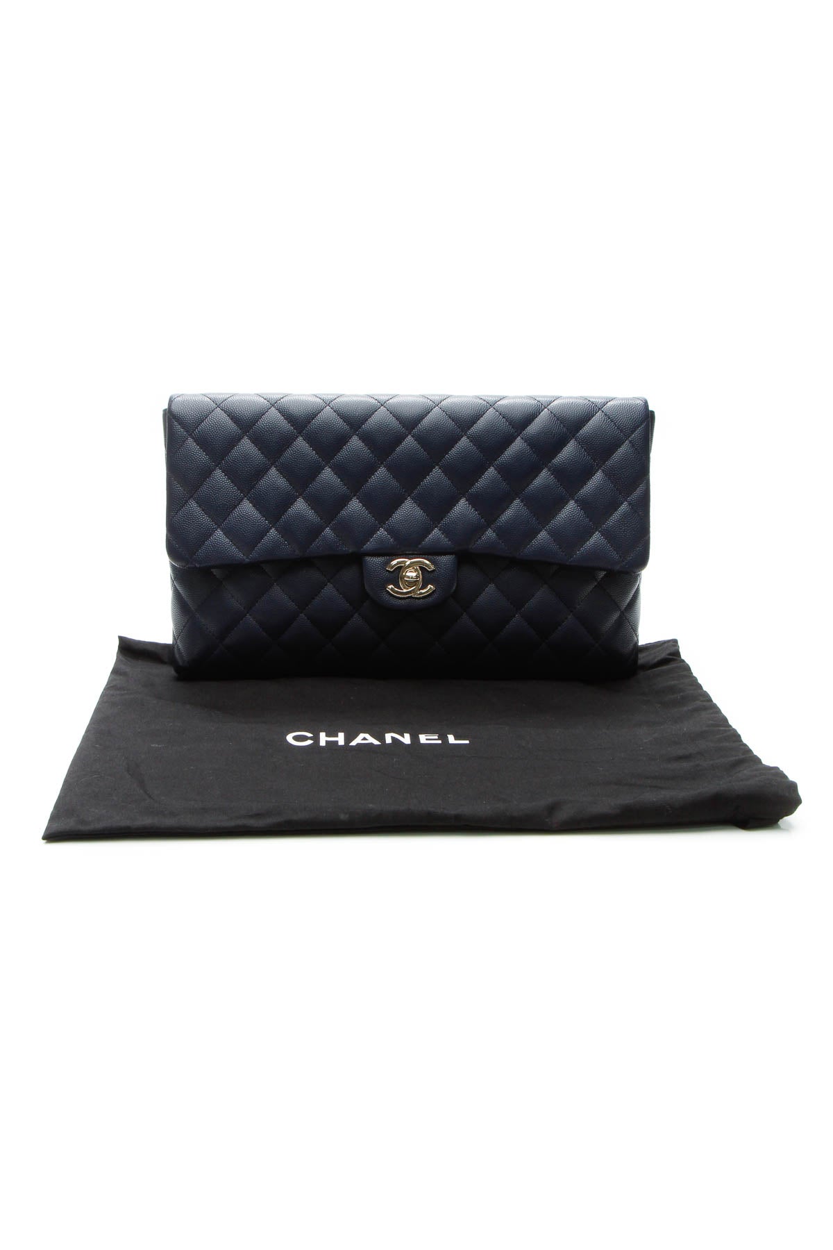 Classic Flap Clutch Bag - Navy