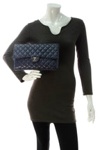 Classic Flap Clutch Bag - Navy